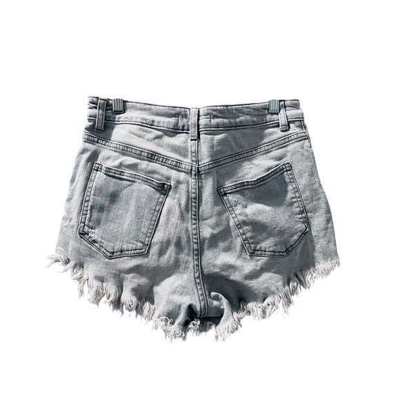 Just USA Button Fly Cut Off Denim Jean Shorts Size Medium Distressed Blue Pocket - Picture 5 of 6